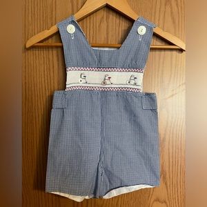 Vintage handmade blue gingham bicycle decal jon jon johnny